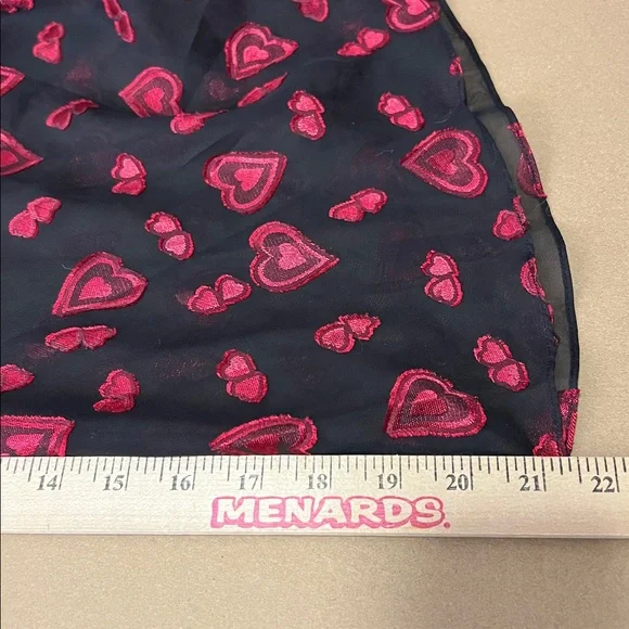 Secret Treasures sheer black with red hearts flowy lingerie top lace up side 1X - Picture 10 of 11